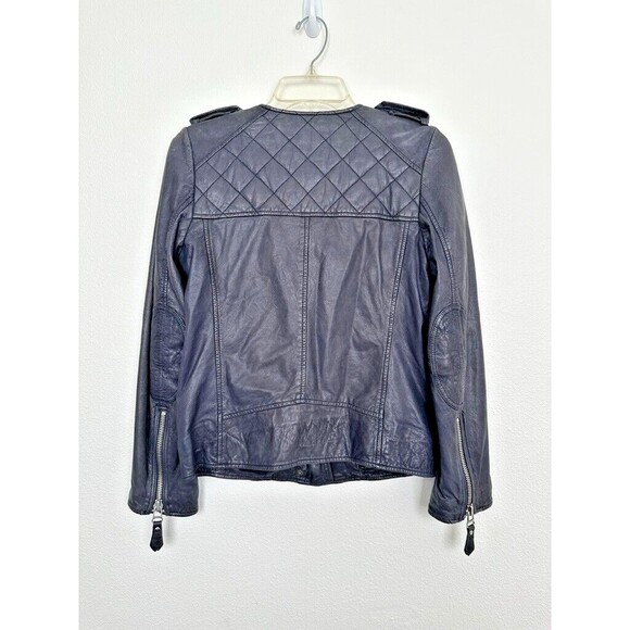 Isabel Marant Étoile Kady Quilted Washed Lamb Leather Jacket Ink Blue Size 38 - Picture 14 of 16